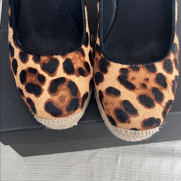 J. Crew Seville espadrille 3” wedges Leopard calf hair size 7.5 Mob wives - Picture 2 of 8